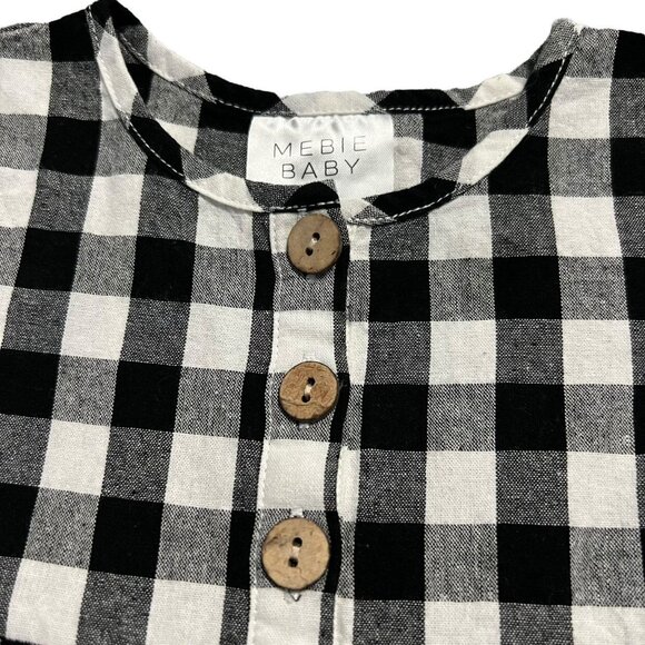 Mebie 18m Baby Black Checkered Linen Blend Dress - Picture 4 of 5